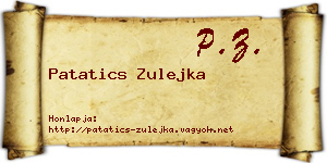 Patatics Zulejka névjegykártya